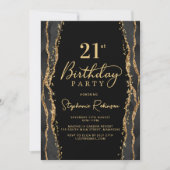 Invitation élégante d'anniversaire 21 ans en agate (Devant)