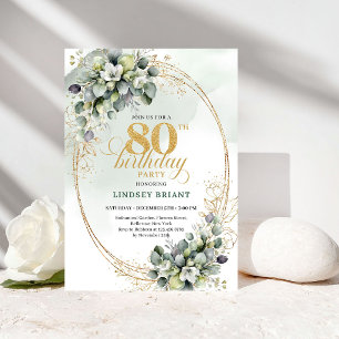 Invitation élégante d'anniversaire 80 ans à motif