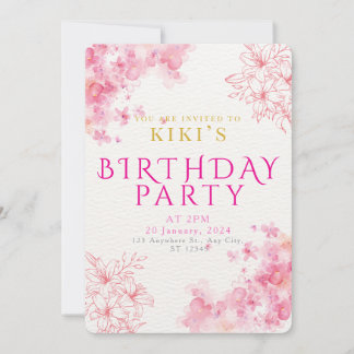 Invitation élégante d'anniversaire à motif floral