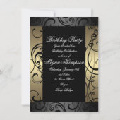 Invitation élégante d'anniversaire avec tourbillon (Dos)