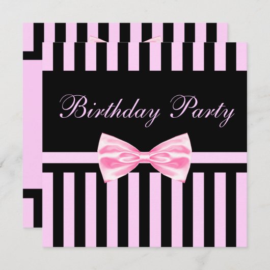 Invitation élégante d'anniversaire d'arc de rose (Devant / Derrière)