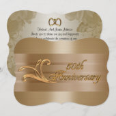 Invitation élégante d'anniversaire de 50 ans en or (Devant / Derrière)