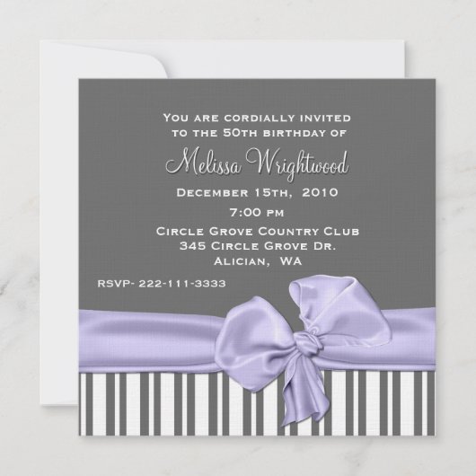 Invitation élégante d'anniversaire de gris et de (Devant)