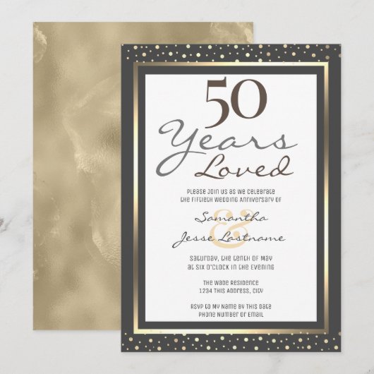 Invitation élégante d'anniversaire de mariage de 5 (Devant / Derrière)