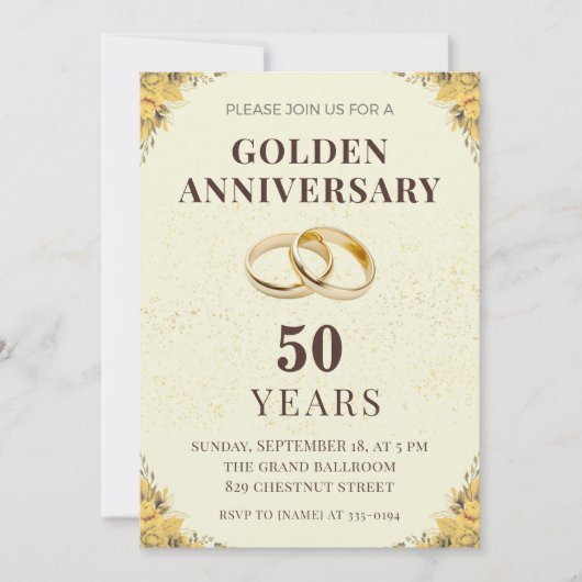Invitation élégante d'anniversaire de mariage de 5 (Devant)