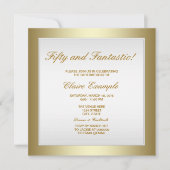 Invitation élégante d'anniversaire en or blanc (Devant)