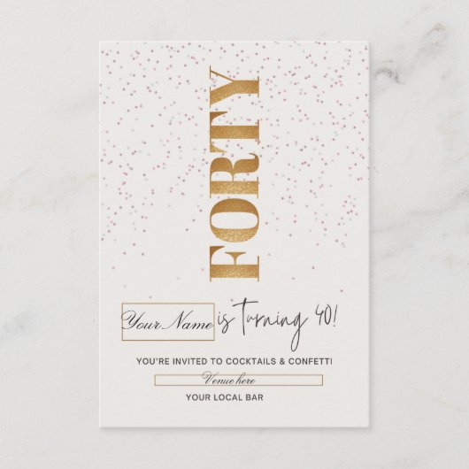Invitation élégante d'anniversaire « Quarante » en (Devant)