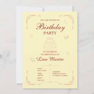 Invitation élégante d'anniversaire rose
