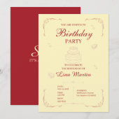 Invitation élégante d'anniversaire rose (Devant / Derrière)