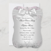 Invitation élégante d'argent arc rose pour un Swee (Dos)