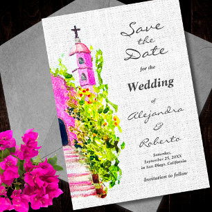 Invitation Élégante Date de Mariage Mexicaine Rose Colorée à 
