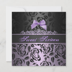 Invitation élégante de 16 ans avec un nœud violet