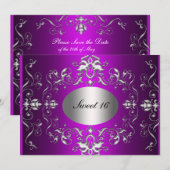 Invitation élégante de 16 ans Sweet Purple pour un (Devant / Derrière)