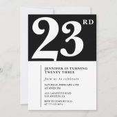 Invitation élégante de 23e anniversaire Fille Chic (Devant)