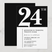 Invitation élégante de 24e anniversaire Fille Chic (Devant / Derrière)