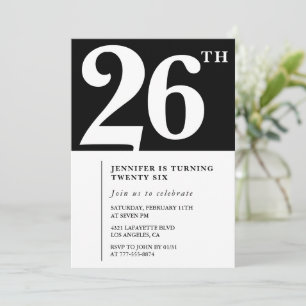 Invitation élégante de 26e anniversaire Chic Simpl