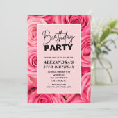 Invitation élégante de 27 ans de fleurs roses  (Debout devant)