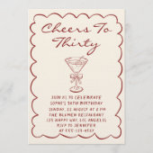 Invitation élégante de 30 ans avec martini « À tre (Devant)