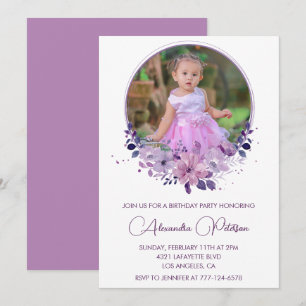Invitation élégante de 3e anniversaire Photo Flora