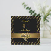 Invitation élégante de 40e anniversaire à rayure n (Debout devant)