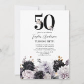Invitation élégante de 50e anniversaire aux fleurs (Devant)