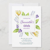 Invitation élégante de 60e anniversaire à motif fl (Devant)