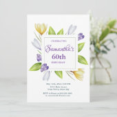 Invitation élégante de 60e anniversaire à motif fl (Debout devant)