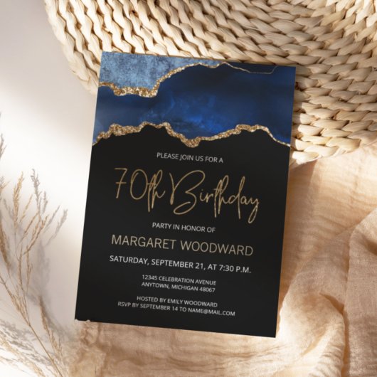 Invitation élégante de 70e anniversaire en agate b