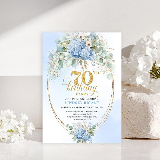 Invitation élégante de 70e anniversaire Fleurs pas