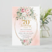 Invitation élégante de 70e anniversaire rose et or (Debout devant)