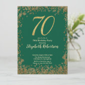 Invitation élégante de 70e anniversaire vert sequi (Debout devant)