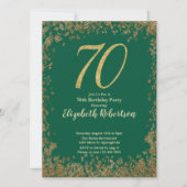 Invitation élégante de 70e anniversaire vert sequi (Devant)