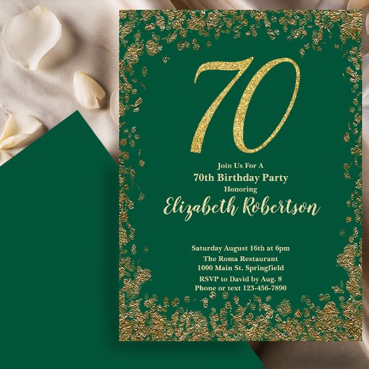 Invitation élégante de 70e anniversaire vert sequi