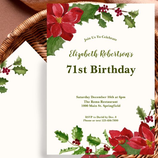 Invitation élégante de 71e anniversaire à la flore