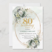Invitation élégante de 80e anniversaire à la botan (Devant)