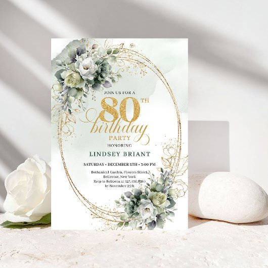 Invitation élégante de 80e anniversaire à la botan