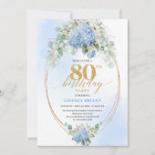 Invitation élégante de 80e anniversaire aux fleurs (Devant)