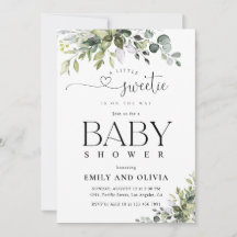 Invitation élégante de baby shower botanique