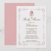 Invitation élégante de baby shower de fille de (Devant / Derrière)