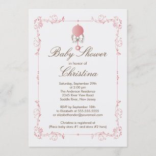Invitation élégante de baby shower de fille de