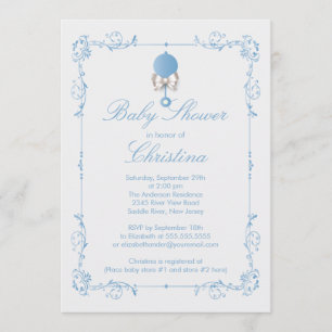 Invitation élégante de baby shower de garçon de