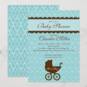 Invitation élégante de baby shower de garçon de (Devant / Derrière)