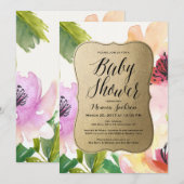 Invitation élégante de baby shower de l'or | de (Devant / Derrière)