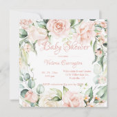 Invitation élégante de Baby shower Floral rose (Devant)