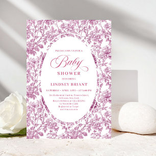 Invitation élégante de baby shower rose poudrée or