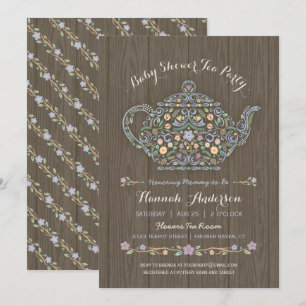 Invitation élégante de Baby Shower Théière de la F