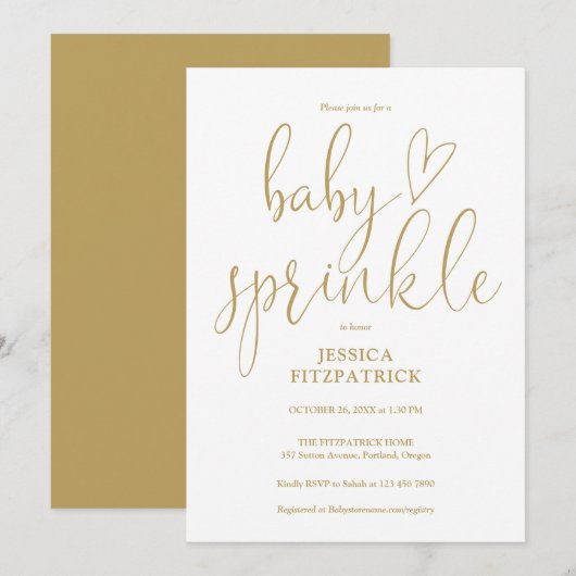 Invitation élégante de Baby Sprinkle Shower avec é (Devant / Derrière)