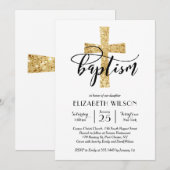 Invitation élégante de baptême de croix de parties (Devant / Derrière)