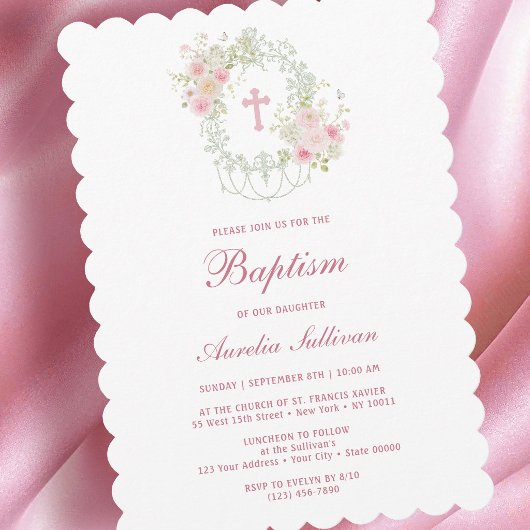 Invitation élégante de baptême de la Sainte Croix 