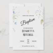 Invitation élégante de baptême pour bébé fille (Devant)